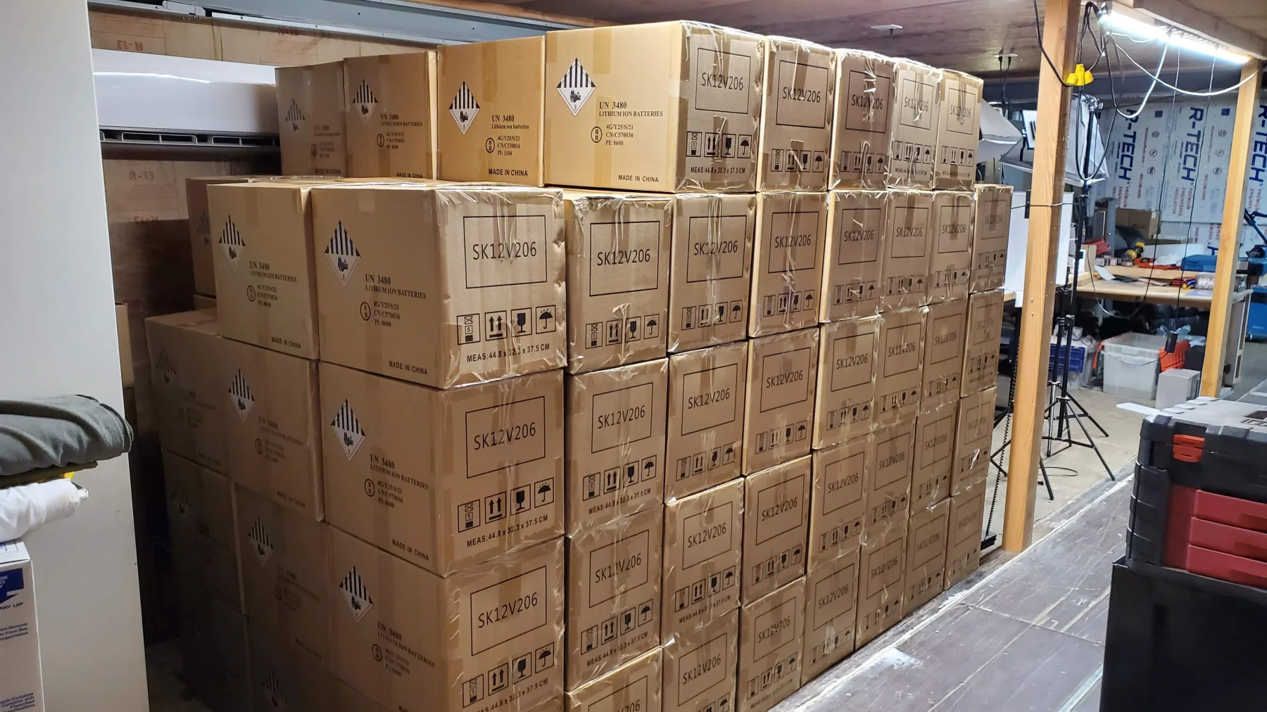 Our shipping container warehouse we were in got packed to the ceiling with batteries and we didn't even have a pallet jack