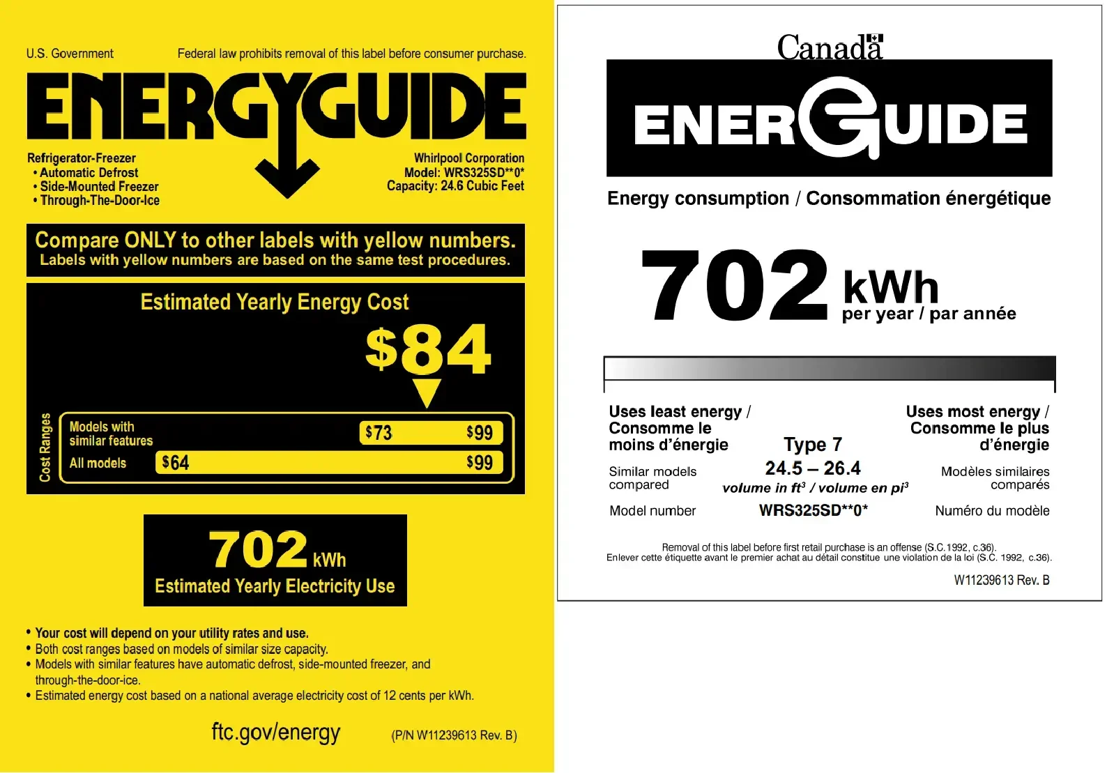 Energy Guide stickers list annual cost or annual kWh. Both can be converted to daily usage.
