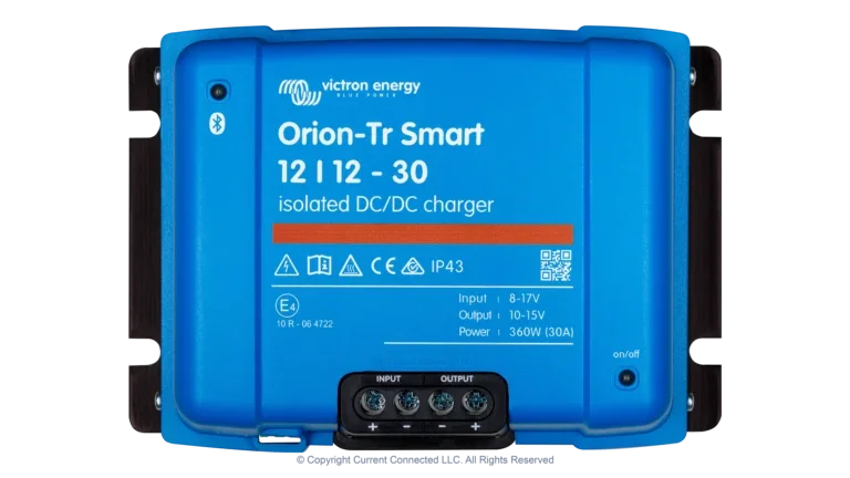 High quality photo of the Victron - ORI121236120 - Orion-TR Smart Isolated DC-DC Battery Charger - 12v 12v-30a - Top View. Photographed by Current Connected