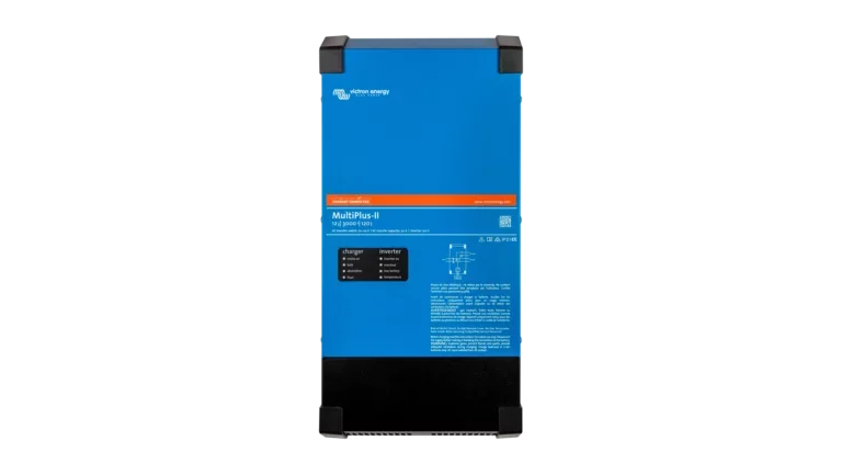 Victron Energy 12V MultiPlus-II 3kVA 2x120V Inverter 120A Charger (UL). This is a Front view display of the inverter by Victron Energy with no background.
