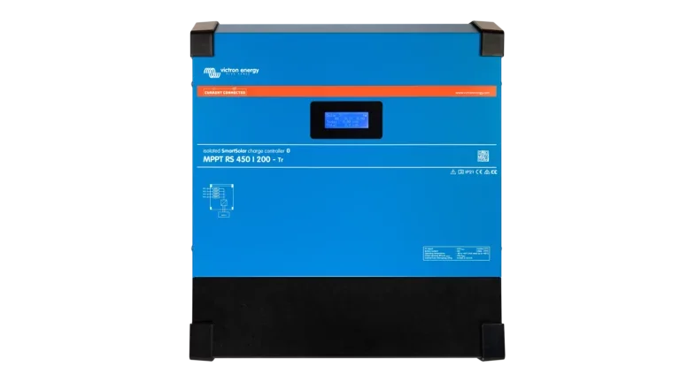 High quality photo of the Victron - SCC145120410 - MPPT RS 450V SmartSolar Charge Controller - 200A TR - Front View. Photographed by Current Connected