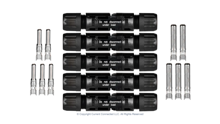 High quality photo of the Staubli - KITMC4-5PK - MC4 Connectors 5 Pack Full Kit View photographed by Current Connected