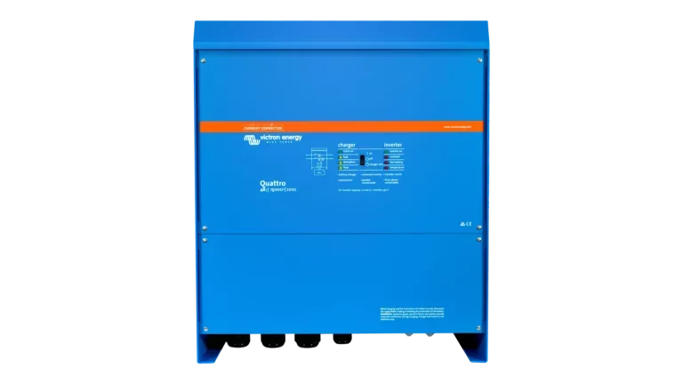 High quality photo of the Victron - QUA483150100 - 48V Quattro 15kVA 277V Inverter 200A Charger - Front View. Photographed by Current Connected