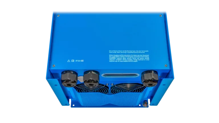 High quality photo of the Victron - QUA245023110 - 24V Quattro 5kVA 120V Inverter 120A Charger - Bottom View. Photographed by Current Connected