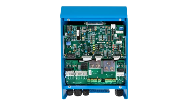 High quality photo of the Victron - QUA245023110 - 24V Quattro 5kVA 120V Inverter 120A Charger (UL) - Internal View. Photographed by Current Connected