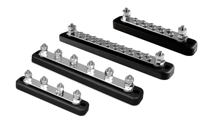 High quality photo of the Victron 150A Busbars . Photographed by Current Connected