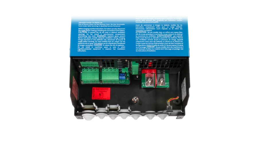 Victron Energy 24V MultiPlus-II 3kVA 2x120V Inverter 70A Charger. This is a Internal view display of the inverter by Victron Energy with no background.