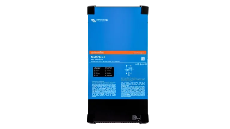 Victron Energy 24V MultiPlus-II 3kVA 2x120V Inverter 70A Charger. This is a Front view display of the inverter by Victron Energy with no background.