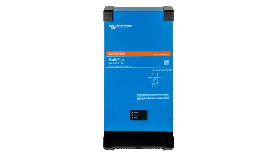 Victron Energy 24V MultiPlus 2kVA 120V Inverter 50A Charger (UL). This is a Front view display of the inverter by Victron Energy with no background.