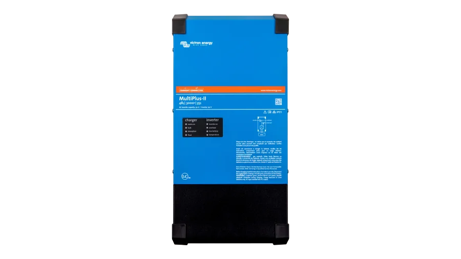 Victron Energy 48V MultiPlus-II 3kVA 120V Inverter 35A Charger - UL1741. This is a Front view display of the inverter by Victron Energy with no background.