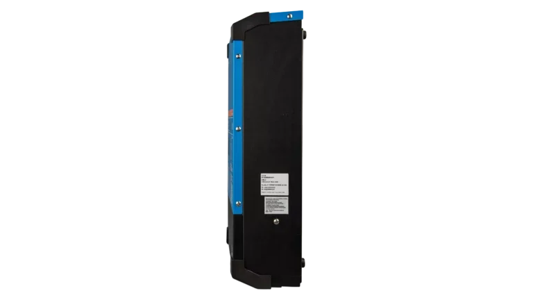 Victron Energy 24V Quattro-II 3kVA 2x120V Inverter 70A Charger. This is a Side View display of the inverter by Victron Energy with no background.