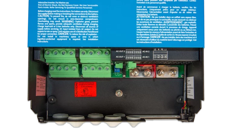 Victron Energy 24V Quattro-II 3kVA 2x120V Inverter 70A Charger. This is a Internal View display of the inverter by Victron Energy with no background.