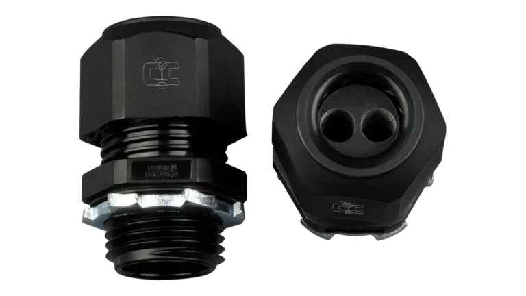 Heyco PV Wire 1/2" Dual Entry Gland, 4 Pack, Accepts 6mm Diameter PV Cable, IP68 Liquid Tight Cordgrip with Lock Nut, UL Listed