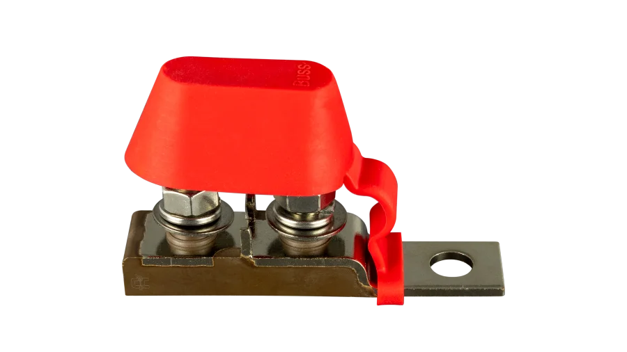 Blue Sea Systems 2151 Dual MRBF Terminal Fuse Block, 30-300A, 58V DC, Mounts on 3/8" Battery Post or Bus Bar Stud, for Marine and Mobile DC Systems