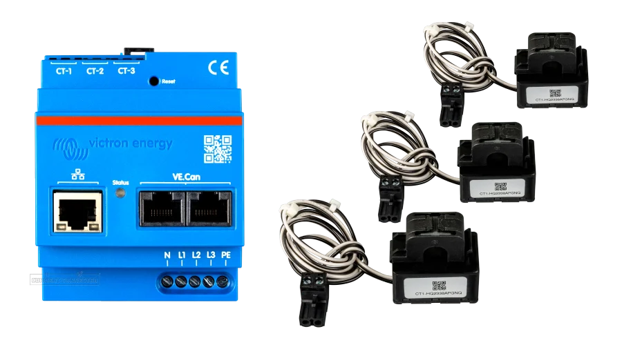 Victron Energy VM-3P75CT Energy Meter, Includes CTs, Connects to GX Devices and VictronConnect, Works with VRM