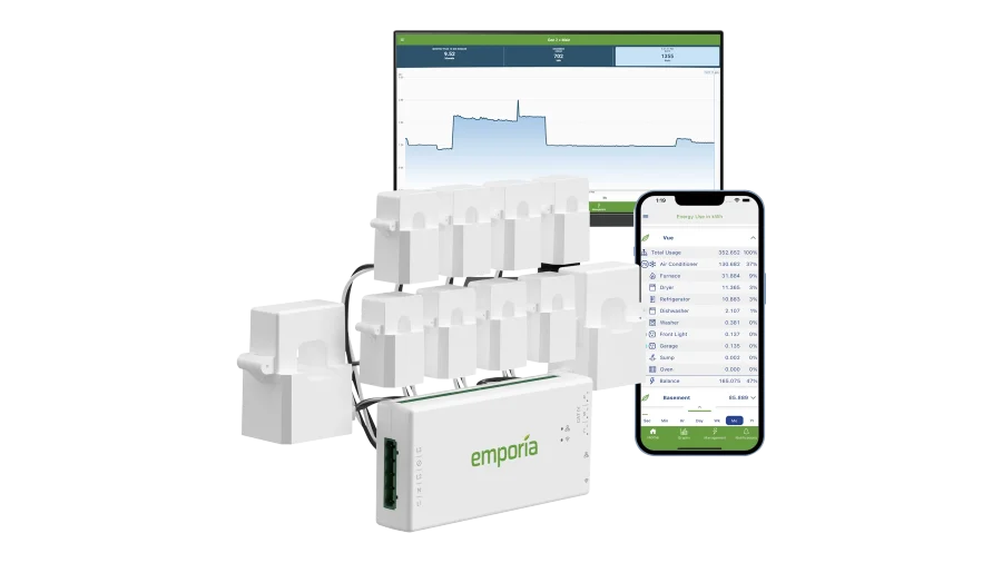 Emporia Vue 3 Smart Home Energy Monitor for Tracking Whole Home Energy Use, Real-Time Remote Energy Monitoring, UL Listed