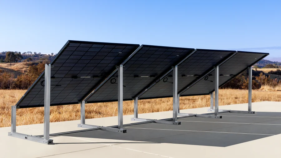 IntegraRack BallastRack IR-15, IR-30 Fixed Angle Solar Panel Ground Mount Frame, 15 or 30 Degree Fixed Angle PV Mounting Frame, Single Frame