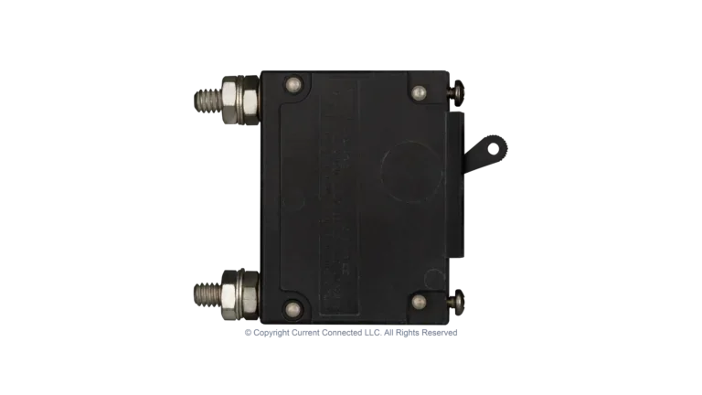 High quality photo of the Midnite Solar - MNEDC10 - 150VDC 120Vac Non-Polarized Panel Mount Breakers 10A side view. Photographed by Current Connected.