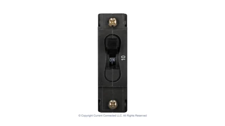 High quality photo of the Midnite Solar - MNEDC10 - 150VDC 120Vac Non-Polarized Panel Mount Breakers 10A front view. Photographed by Current Connected.