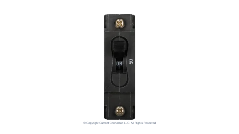 High quality photo of the Midnite Solar - MNEDC50 - 150VDC 120Vac Non-Polarized Panel Mount Breakers 50A front view. Photographed by Current Connected.