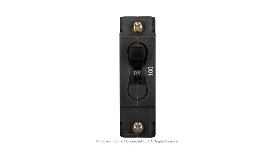 High quality photo of the Midnite Solar - MNEDC100 - 150VDC 120Vac Non-Polarized Panel Mount Breakers - 100A Front view. Photographed by Current Connected.