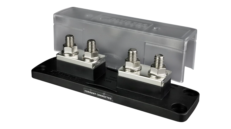 Blue Sea Systems Class-T Fuse Block, Fits 225A-400A Class-T Fuses, Up to 160Vdc, M10 Terminal Studs, for Residential or Mobile Energy Systems