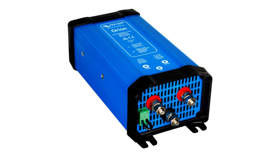 High quality photo of the Victron - ORI241270020 - Orion IP67 2412 70A Converter 30-30 - Angled Left View. Photographed by Current Connected