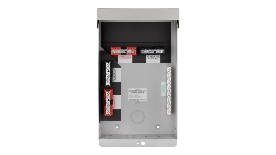 High quality photo of the Midnite Solar - MNTRANSITION - Transition Box - Internal View. Photographed by Current Connected