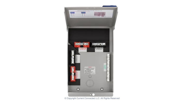 High quality photo of the Midnite Solar - MNTRANSITION - Transition Box - Internal and Cover View. Photographed by Current Connected