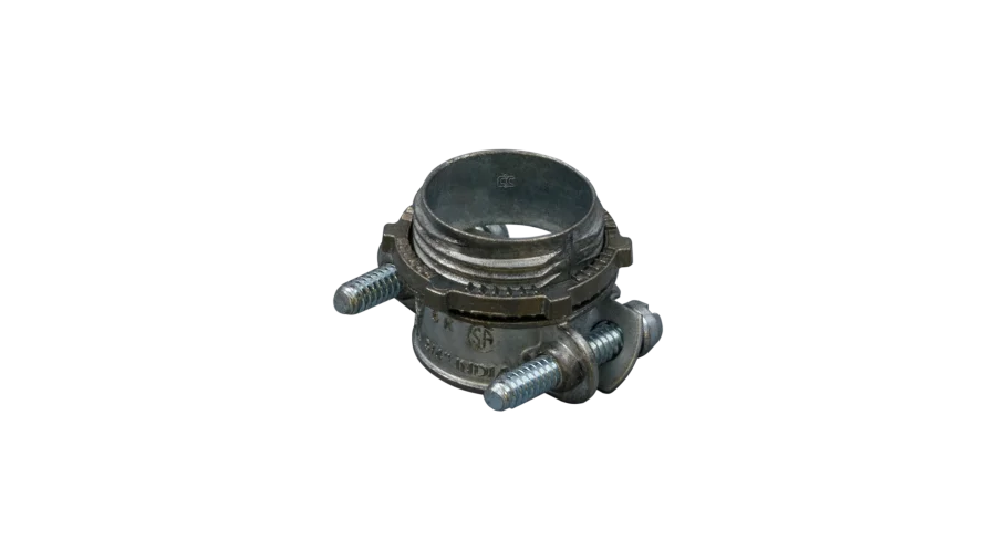 Twin-Screw Clamp Connector for Non-Metallic Cable, Zinc Alloy, Connects NM-B and Flexible Cord to Steel Enclosures