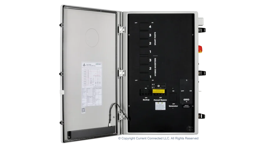 High quality photo of the EG4 - EG4MID2P200AV2.1 - GridBOSS Microgrid Interconnect Device (MID) - Internal View With Covers. Photographed by Current Connected