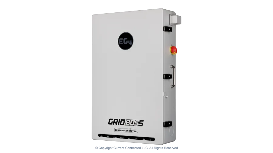High quality photo of the EG4 - EG4MID2P200AV2.1 - GridBOSS Microgrid Interconnect Device (MID) - Right Angle View. Photographed by Current Connected