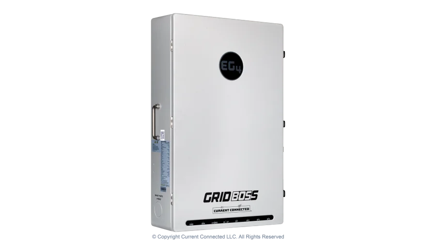 High quality photo of the EG4 - EG4MID2P200AV2.1 - GridBOSS Microgrid Interconnect Device (MID) - Left Angle View. Photographed by Current Connected