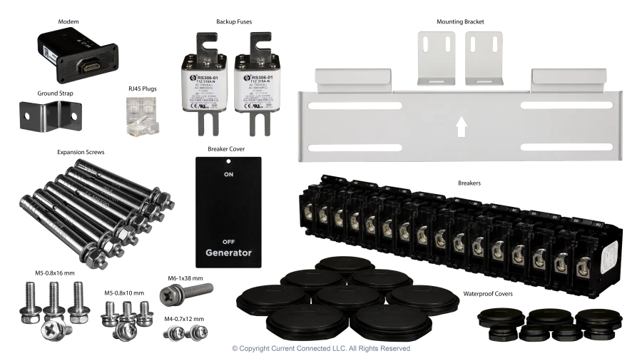 High quality photo of the EG4 Grid Boss MID Installation Parts. Photographed by Current Connected