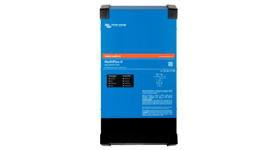 Victron Energy 24V Multiplus-2 3kVA 120V Inverter - 70A Charger (UL). This is a Front view display of the inverter by Victron Energy with no background.