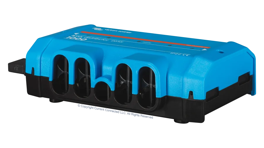 High quality photo of the Victron - LYN060102010 - Lynx Distributor - Power Distribution System M10 - Angled Right View. Photographed by Current Connected