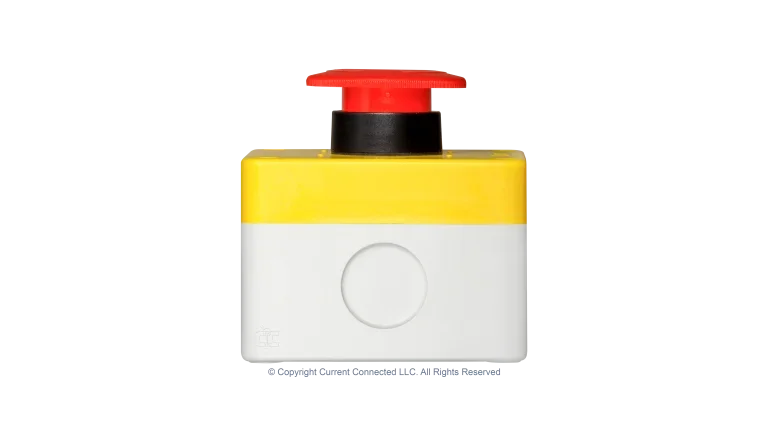 High quality photo of the IMO - BG10P34-11 - Emergency Stop Button/Twist Release 500VAC 1NO +1NC Side View. Photographed by Current Connected