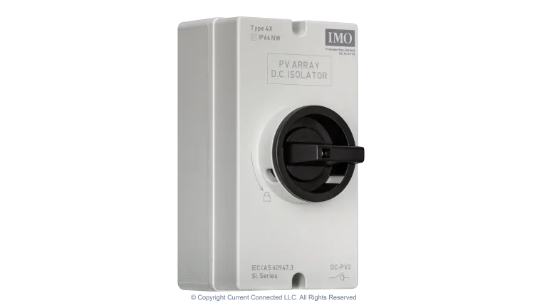 High quality photo of the IMO DC Disconnect Rooftop Isolator Switch 4 Pole - 2 String ISO. Photographed by Current Connected.