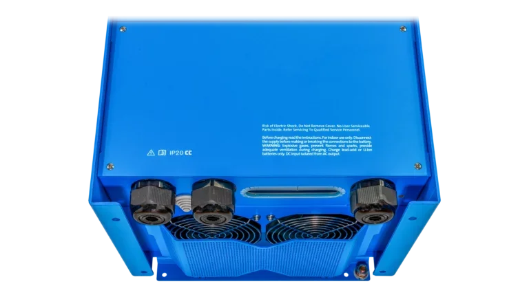 High quality photo of the Victron - PMP482505110 - Victron 48V Quattro 5kVA 120V Inverter 70A Charger – Bottom View. Photographed by Current Connected
