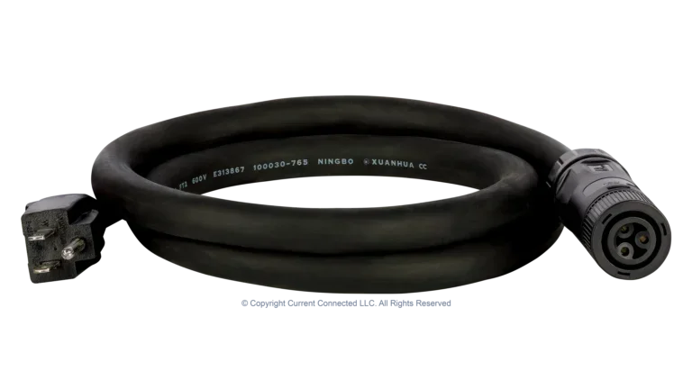 High quality photo of the EG4 - EG4120V15ACVODIP56PLUG - EG4 Chargeverter GC Power Cord 120V - Angled View. Photographed by Current Connected