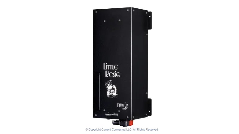 High quality photo of the Midnite Solar - MNLR3648M - Little Rosie 48V 3600W 120V Inverter - 60A Charger - Right Angled View. Photographed by Current Connected