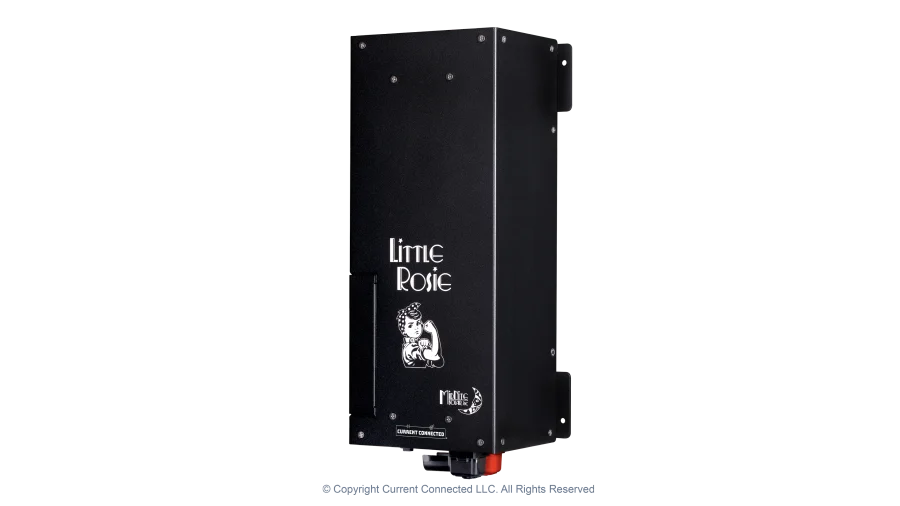 High quality photo of the Midnite Solar - MNLR3648M - Little Rosie 48V 3600W 120V Inverter - 60A Charger - Right Angled View. Photographed by Current Connected