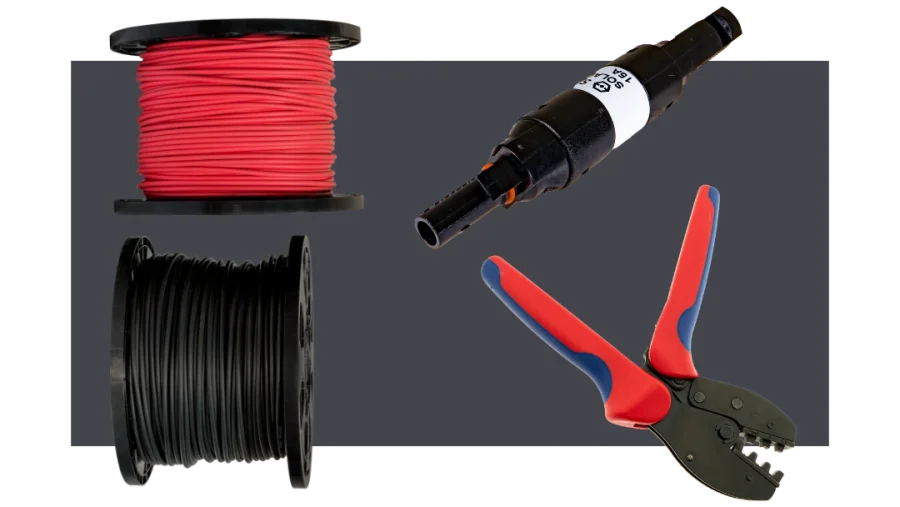 An interactive image used to navigate the user to the Current Connected shop page in the category of PV wire and connectors. This image features common and standard materials used for this purpose.