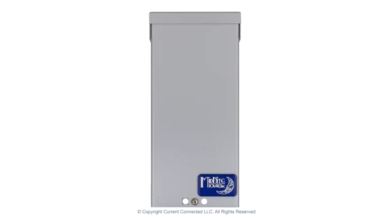 High quality photo of the Midnite Solar - MNPV3 - PV Breaker/Combiner Box - Front View. Photographed by Current Connected