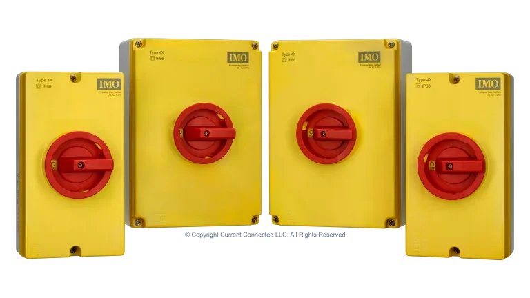 High quality photo of the IMO PV Isolators Group View. Photographed by Current Connected