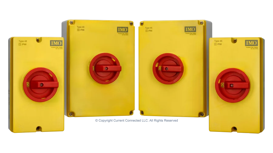 High quality photo of the IMO PV Isolators Group View. Photographed by Current Connected