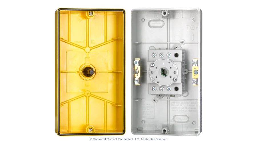 High quality photo of the IMO - PE69-3020L - Isolator 3Pole 20A+32A - Internal View. Photographed by Current Connected.