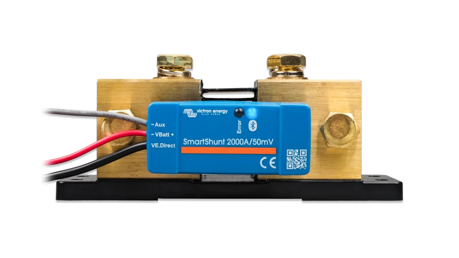 High quality photo of the Victron - SHU065220050 - SmartShunt 6.5-70VDC - 2000A IP65 - Front view Photographed by Current Connected.