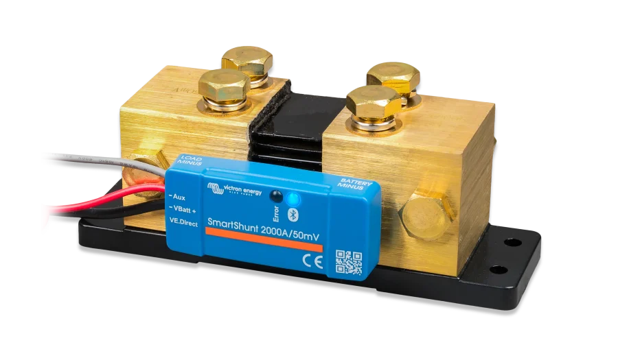 High quality photo of the Victron - SHU065220050 - SmartShunt 6.5-70VDC - 2000A IP65 - ISO Right view Photographed by Current Connected.