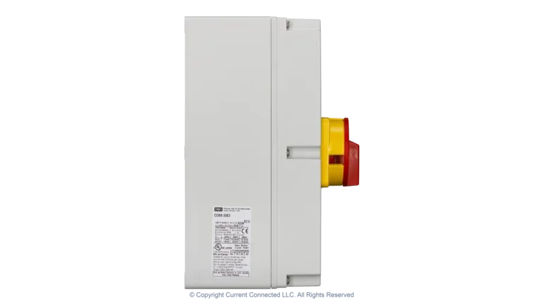 High quality photo of the IMO Changeover Switch, 3 Pole 63A Side View. Photographed by Current Connected.